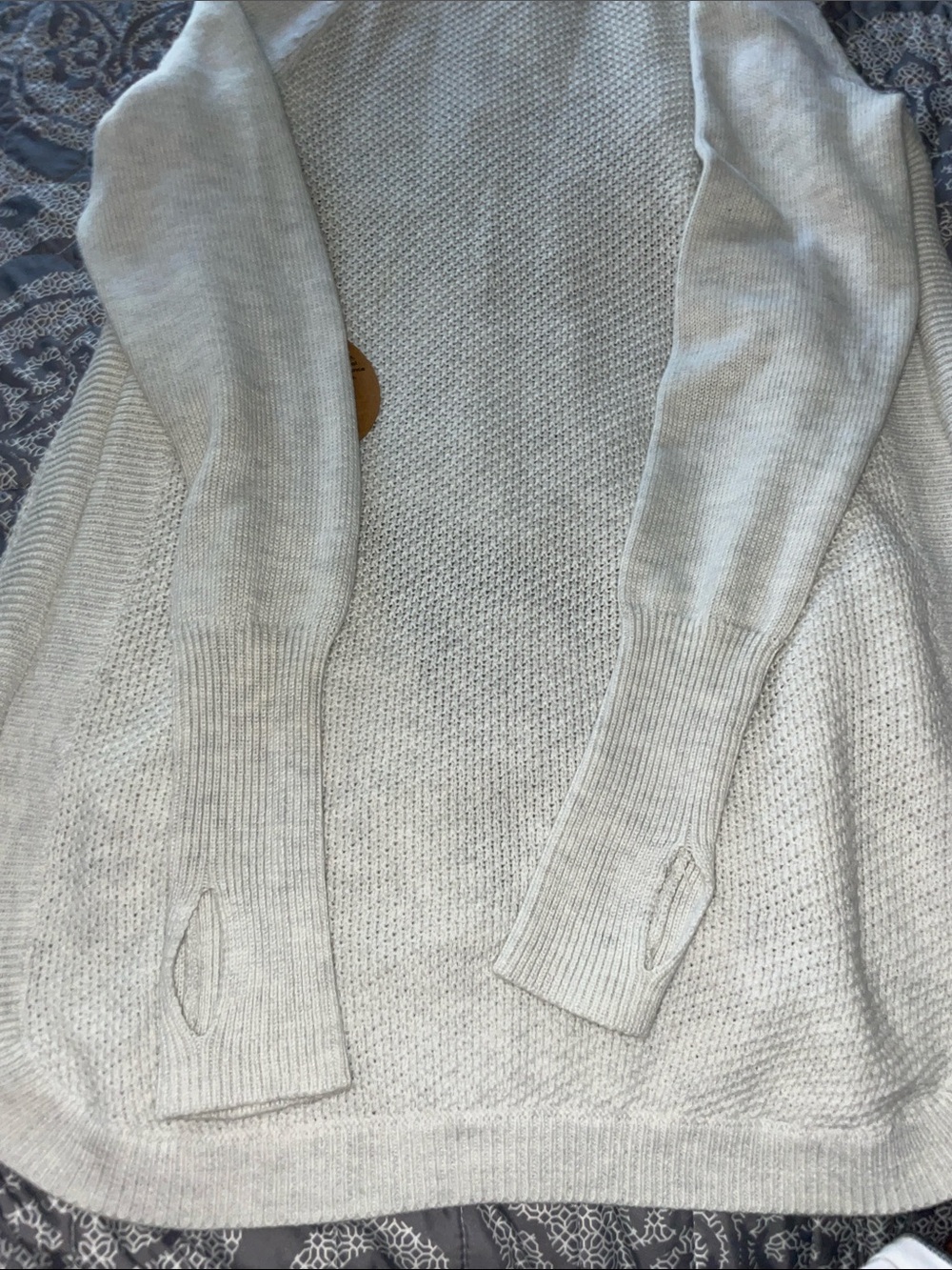 Dakini Light Oatmeal Colored Knit Zip Cardigan Hoodie NWT! Beautiful quality - Picture 13 of 16